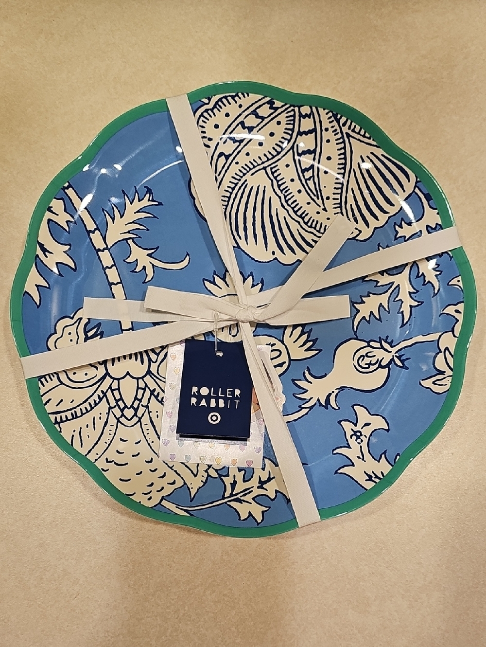 New Roller Rabbit X Target 4pc. 11” Melanine Floral Vines Dinner Plates